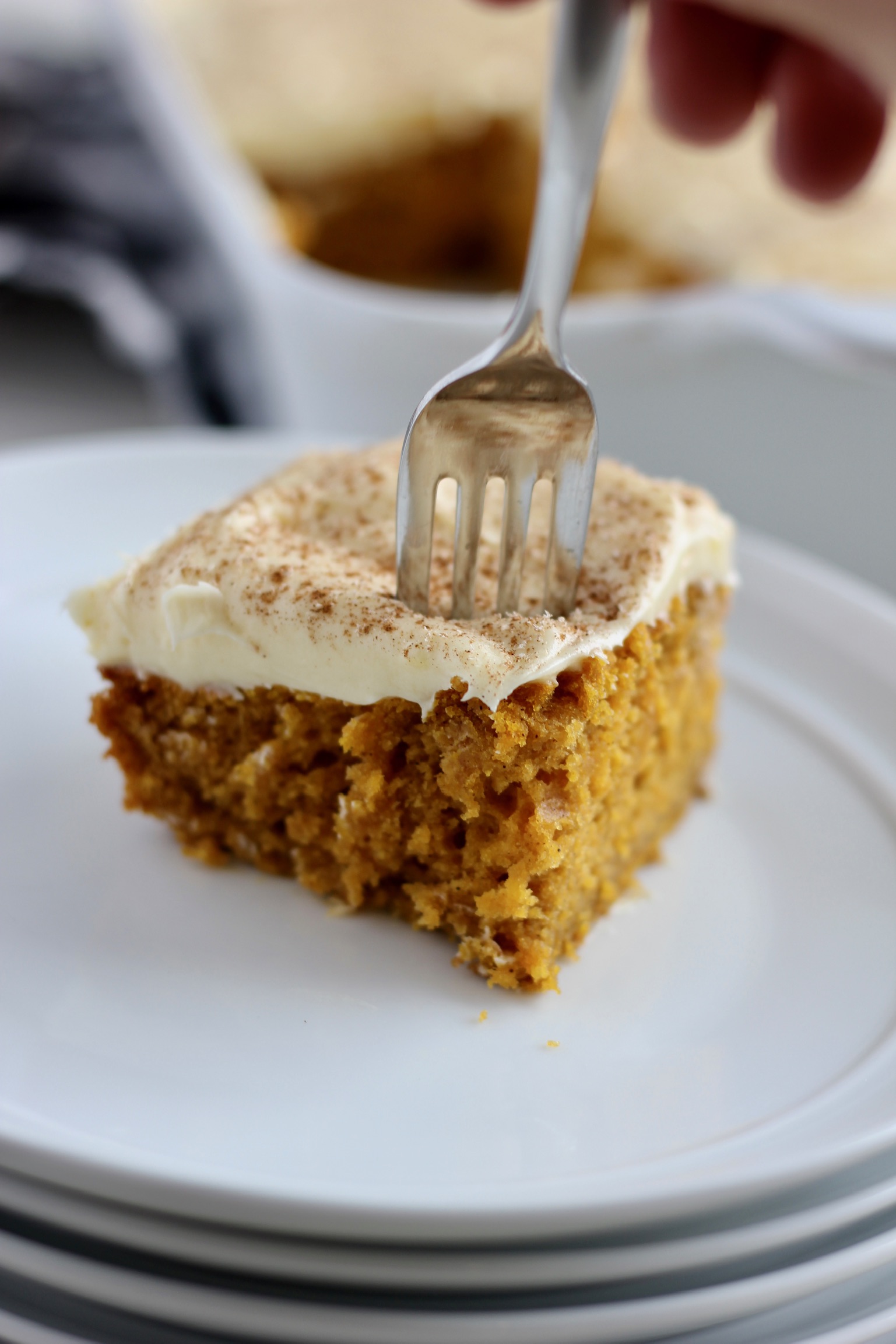 Pumpkin cake with browned butter cream cheese frosting