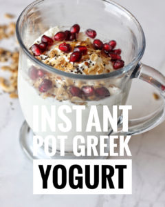 Bowl of homemade greek yogurt topped by granola and berries