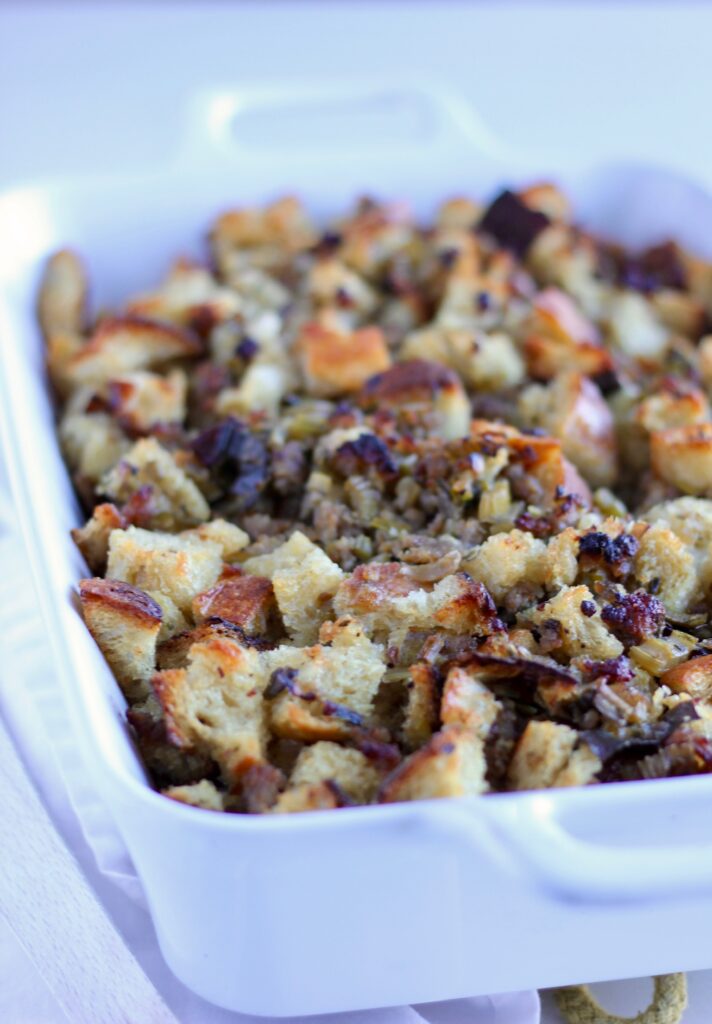 Sourdough bread used to make this classic stuffing with country sausage
