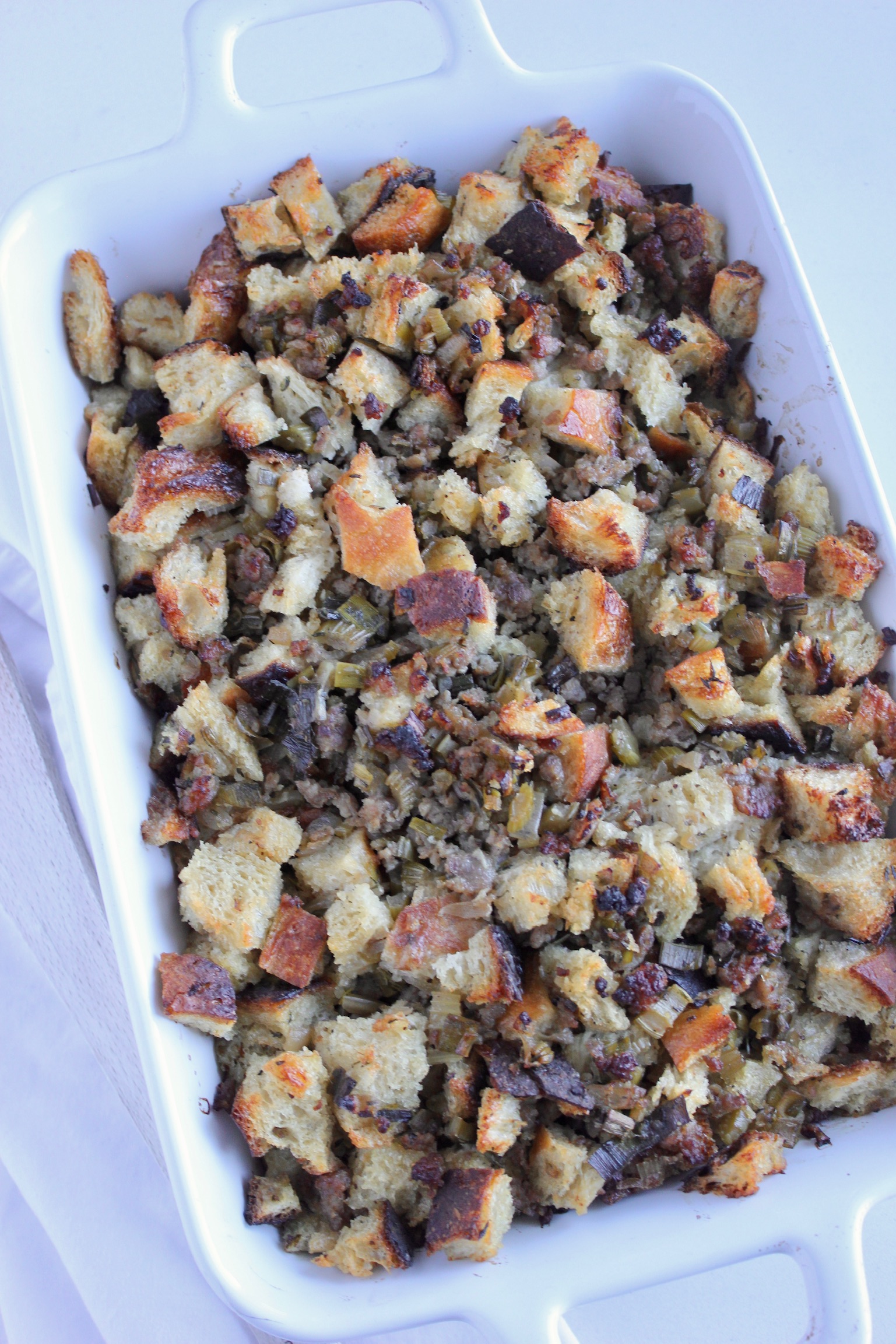 Classic stuffing made from sourdough bread and country sausage