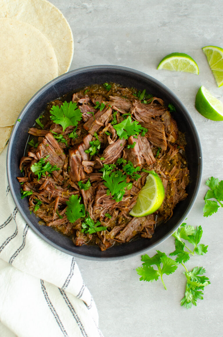 Salsa Verde Shredded Beef - Ambers Kitchen Cooks